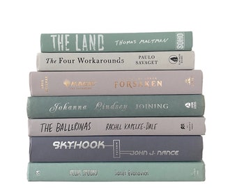 Gray & Blue Decorative Book Bundle: Coastal Bookshelf Decor