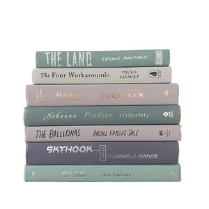 Aesthetic gray and blue books, decorative books for bookshelf decor, coastal beach lake house decor, display book, hardcover books