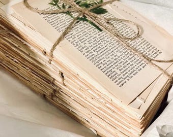 Vintage Book Page Bundle: Shabby Chic Wedding Decor, book decor centerpiece, vintage place setting, next chapter themed shower decor