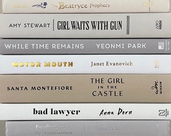 Neutral Decorative Books: Taupe, White & Gold Bookshelf Decor