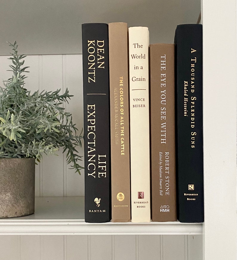 May include: A bookshelf with a variety of books, including "Life Expectancy" by Dean Koontz, "The Colors of All the Cattle" by Alexander McCall Smith, "The World in a Grain" by Vince Beiser, "The Eye You See With" by Robert Stone, and "A Thousand Splendid Suns" by Khaled Hosseini.