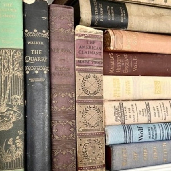 Vintage books, mixed antique books, decorative books, vintage decor, book decor, antique decor