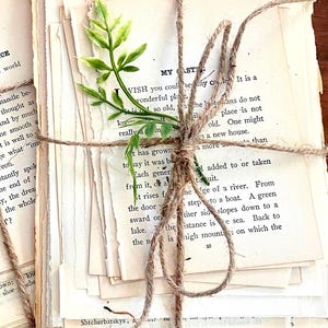 Vintage book table decor, next chapter themed bridal shower, book pages wedding centerpiece, literary wedding decor, book themed decor image 6
