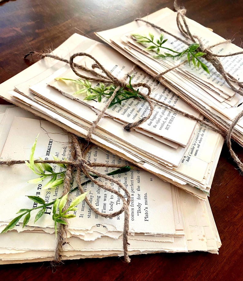 Vintage Book Page Bundle: Shabby Chic Wedding Decor, book decor centerpiece, vintage place setting, next chapter themed shower decor imagem 4