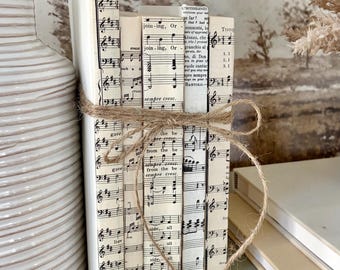 Vintage Hymn on Book Spine for literary Rustic home decor, literary wedding shower centerpiece, shabby chic book display, vintage book