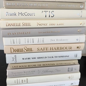 Neutral book for decor, neutral shade bookshelf, home office shelf decor, book for staging, display books, book nook, neutral books for home