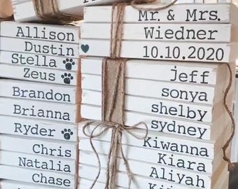 Name on book personalized Mother’s Day gift book decor custom stamped book display gift housewarming personalized book with names quotes