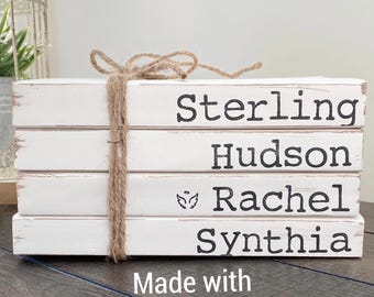 Personalized Stamped Book Stack: Literary Home Decor