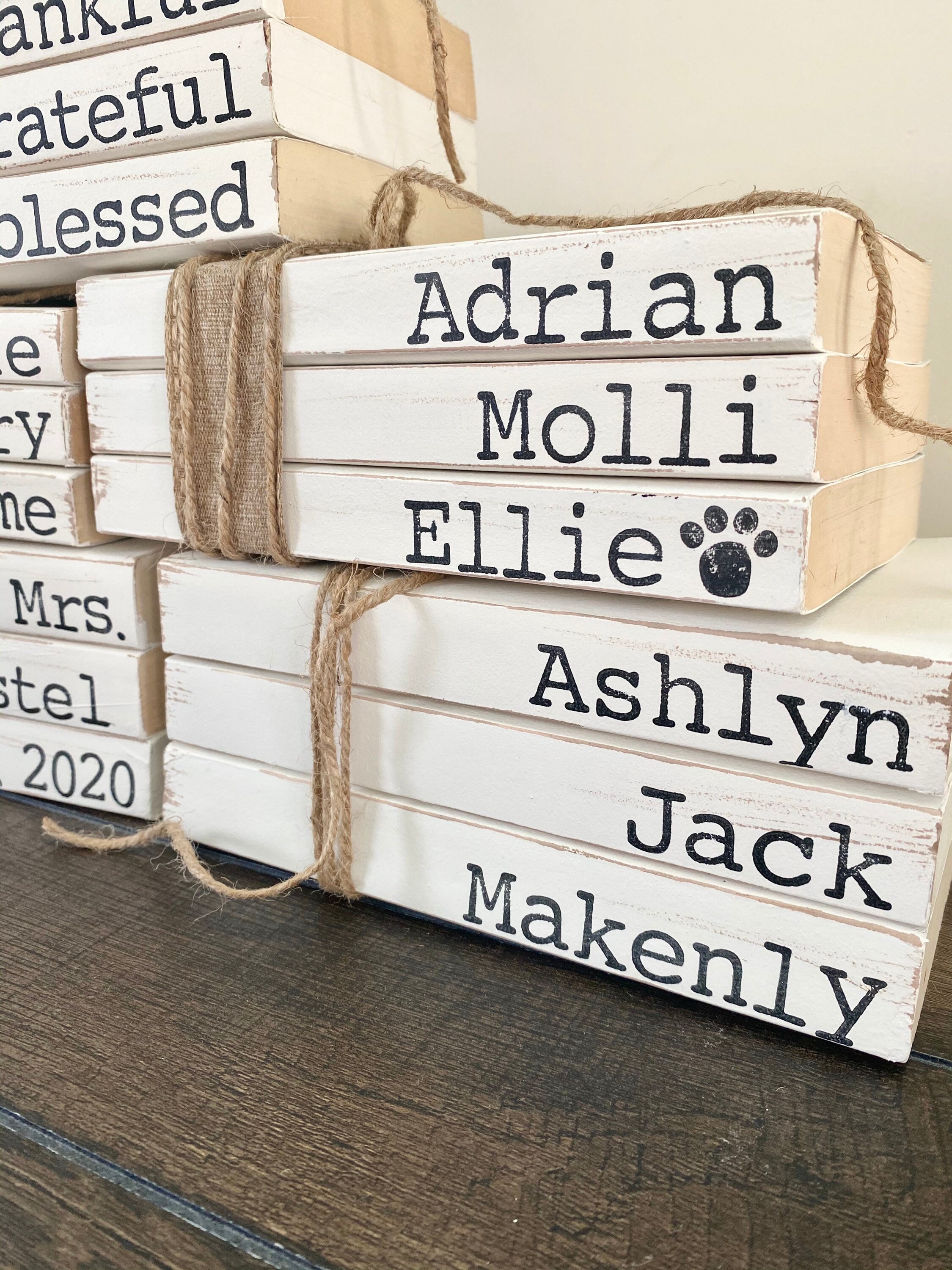 Book with names personalized book stamped books decorative Etsy