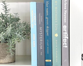 Teal & Gray Decorative Book Set: Coastal Home Library Decor
