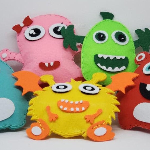 Felt Doll Sewing Kit - 5 Cute Little Monsters - Sew it Yourself - Arts and Crafts Kit - Do it yourself - Birthday Gift