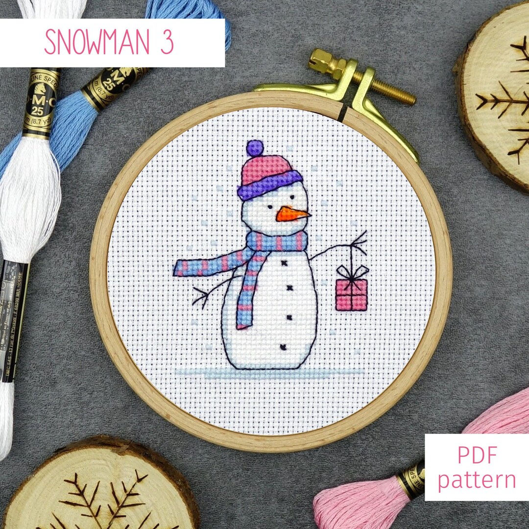 Snowman 3 Cross Stitch Pattern | Christmas Mini Cross Stitch PDF ...