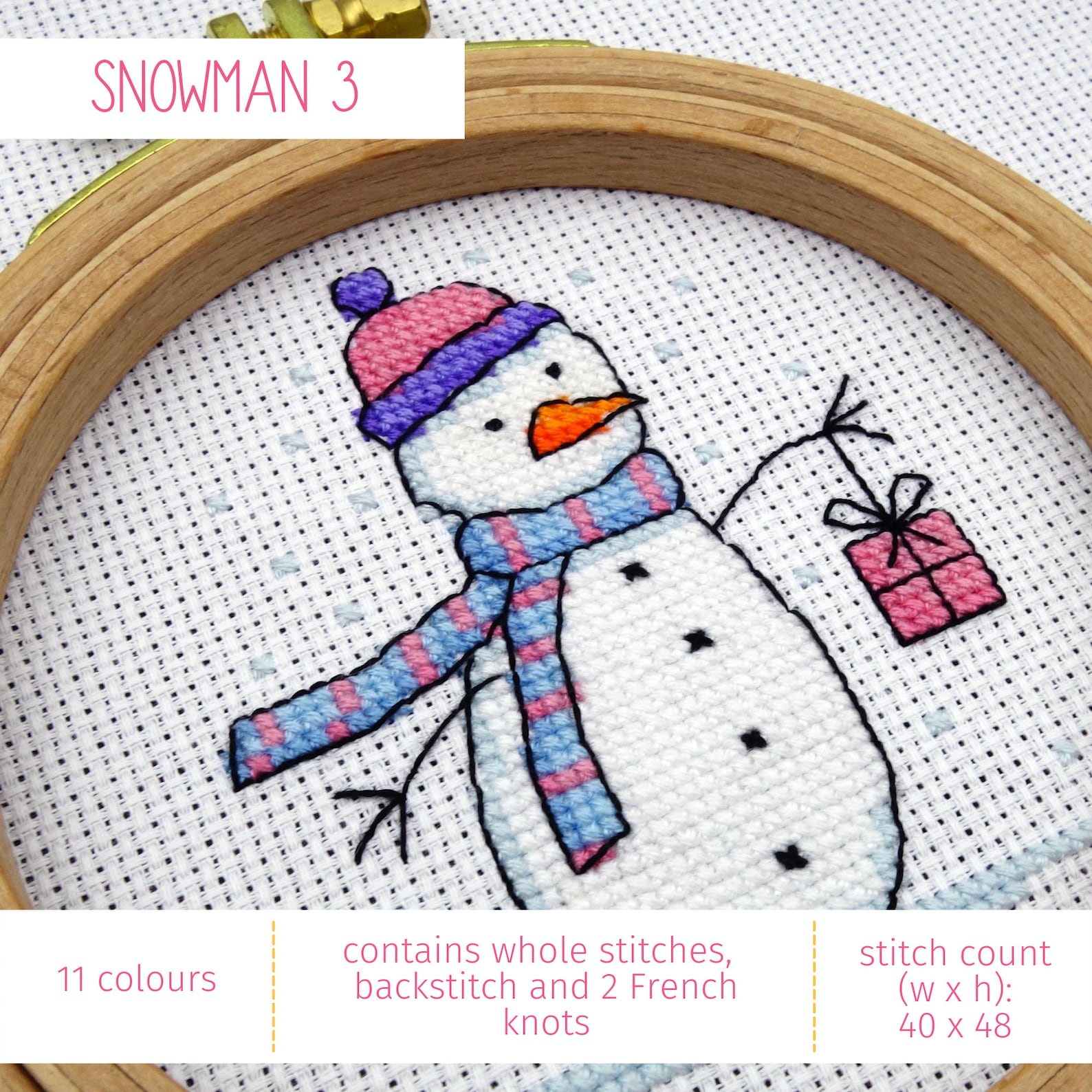 Snowman 3 Cross Stitch Pattern | Christmas Mini Cross Stitch PDF ...