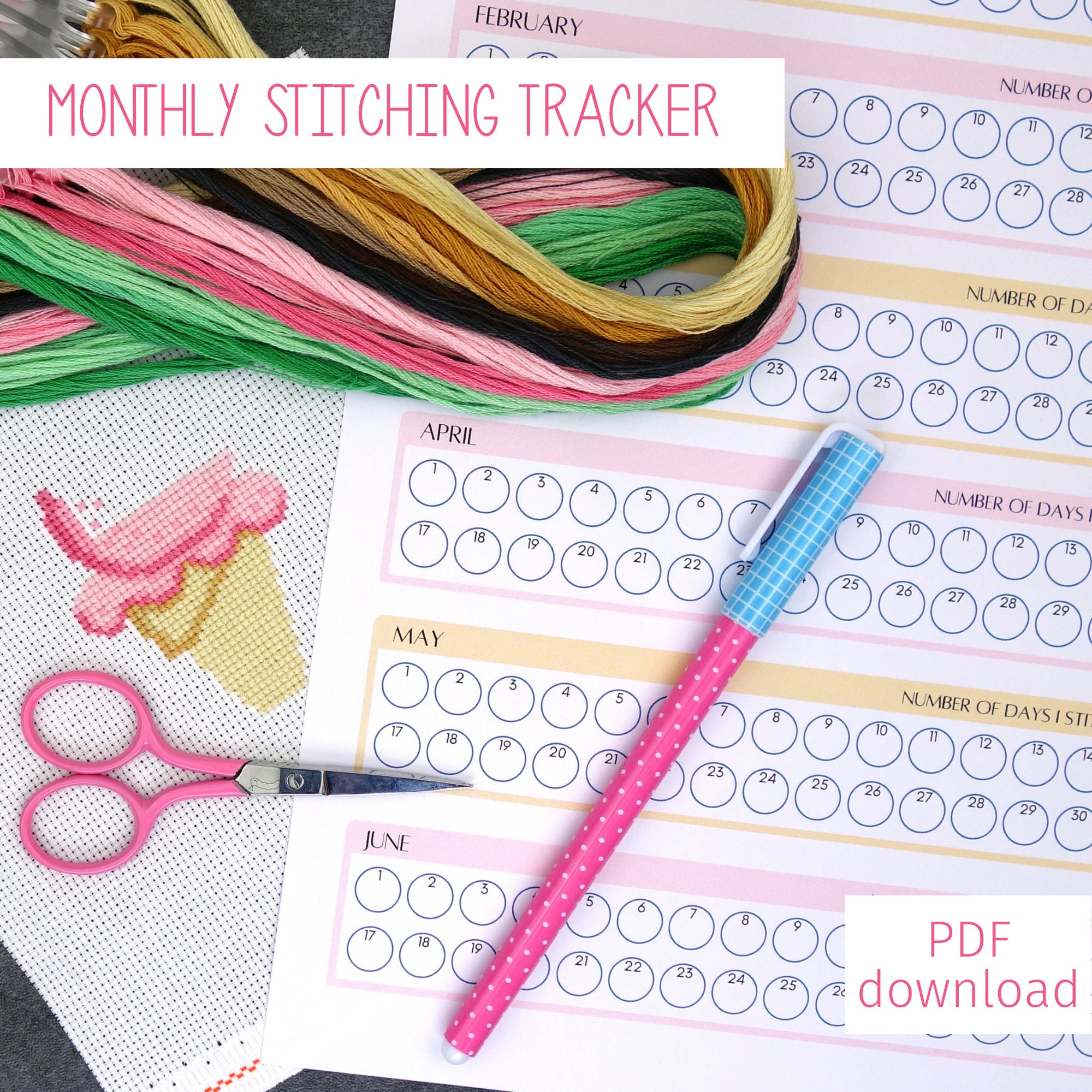 Cross Stitch Project Planner Sheet and Stitch Tracker Etsy UK