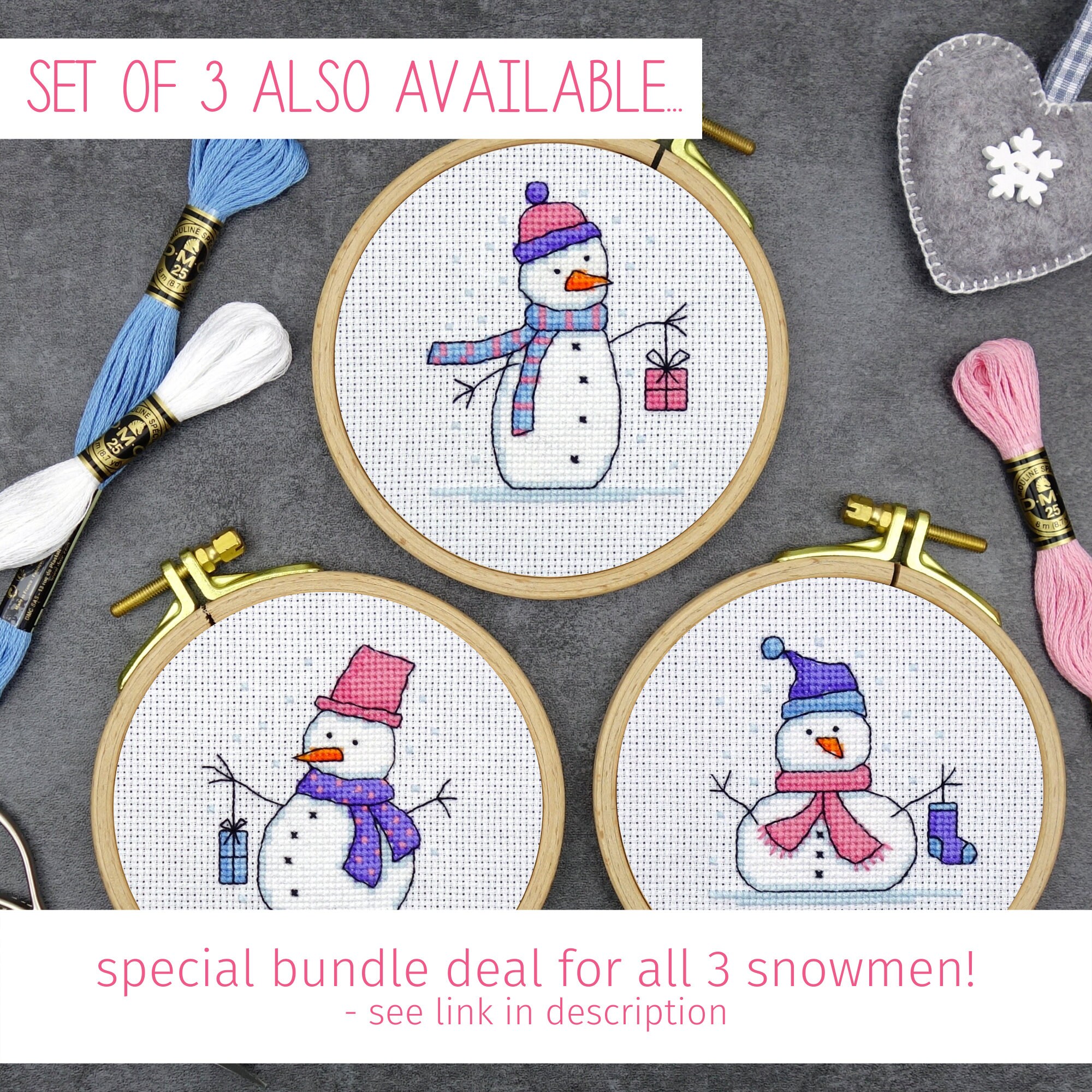 Snowman 3 Cross Stitch Pattern | Christmas Mini Cross Stitch PDF ...