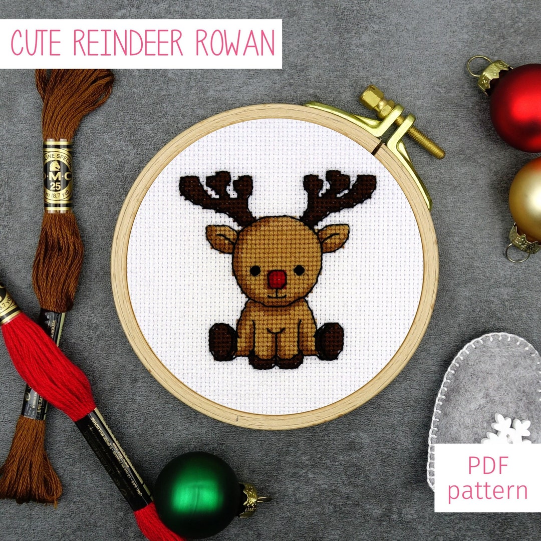Cute Reindeer Cross Stitch Pattern Christmas Cross Stitch PDF Pattern ...