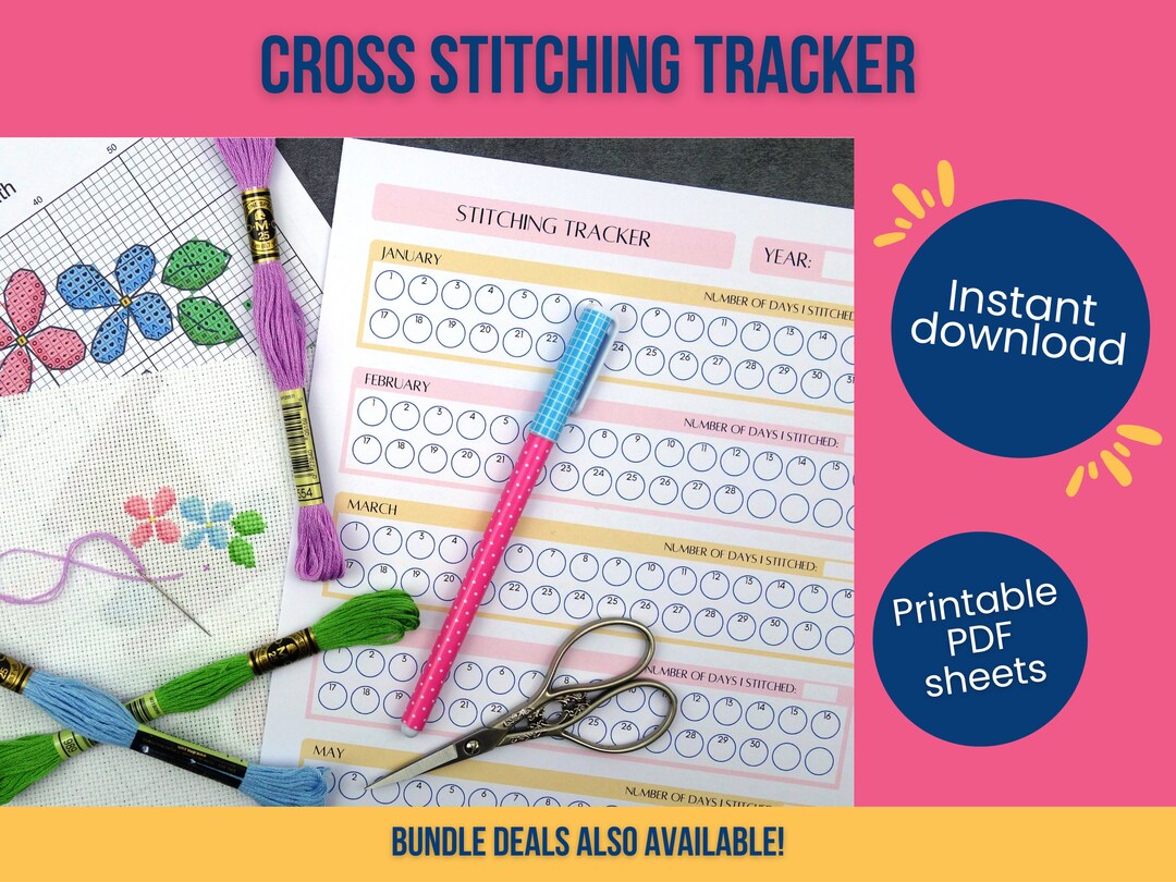 Cross Stitch Tracker, Monthly Stitching Record, Cross Stitch Journal