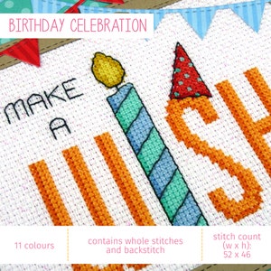 Birthday Card Cross Stitch Pattern, Cute Birthday Cross Stitch Chart, Mini Birthday Cross Stitch PDF, Simple Birthday Cross Stitch Pattern image 2