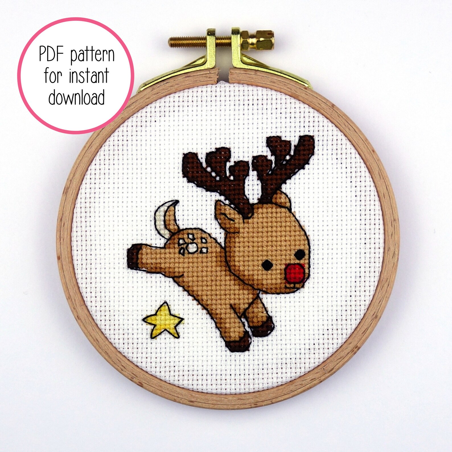 Set of 2 Cute Reindeer Cross Stitch Patterns Christmas Cross Etsy