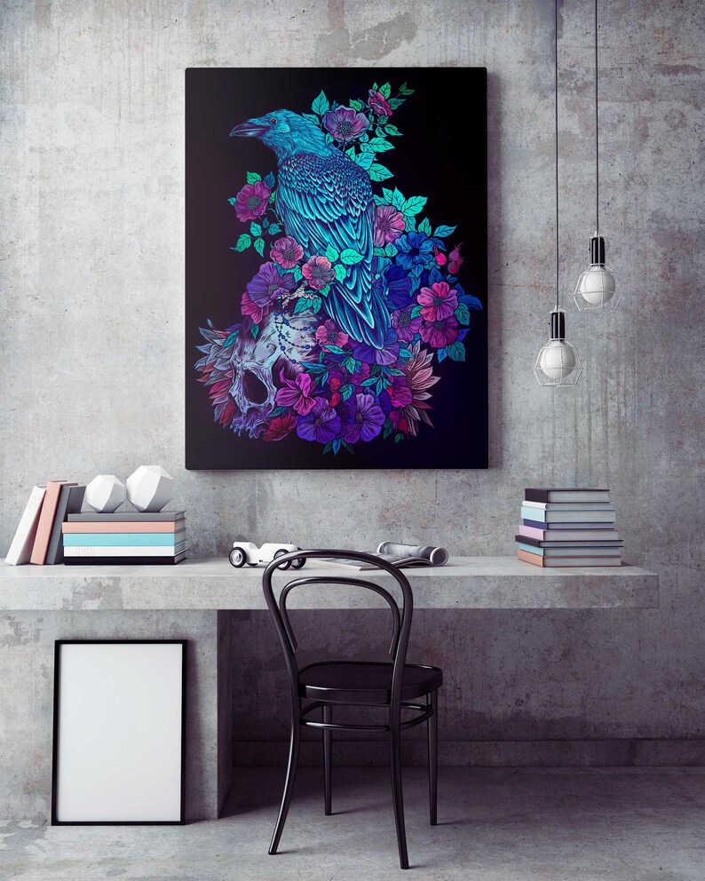 The Crow Goth Art Print Witch Giftmacabre Etsy