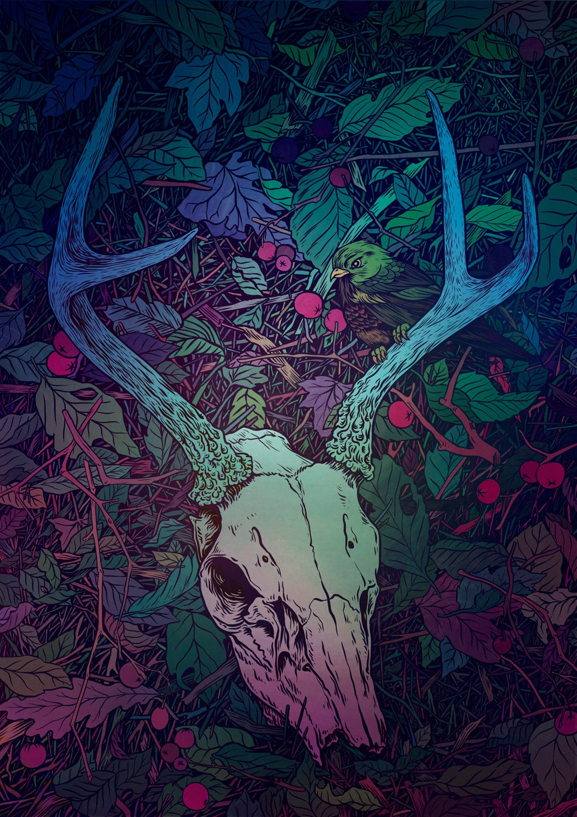 Deer Skull Gothic Poster Witch Art Goth Home Decor Etsy