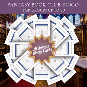 Fantasy Book Bingo – 20 Unique Printable Cards | Fun Book Club Game
