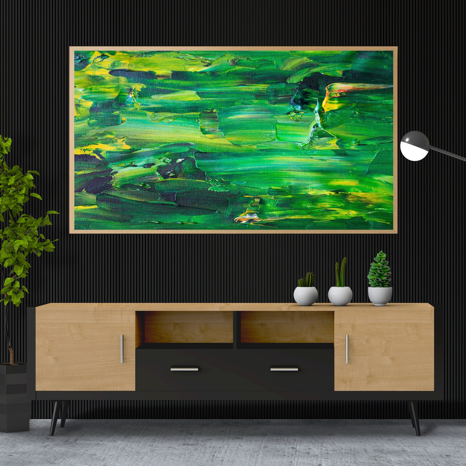 Samsung Frame TV Art Green Abstract Painting Photo Oil Etsy