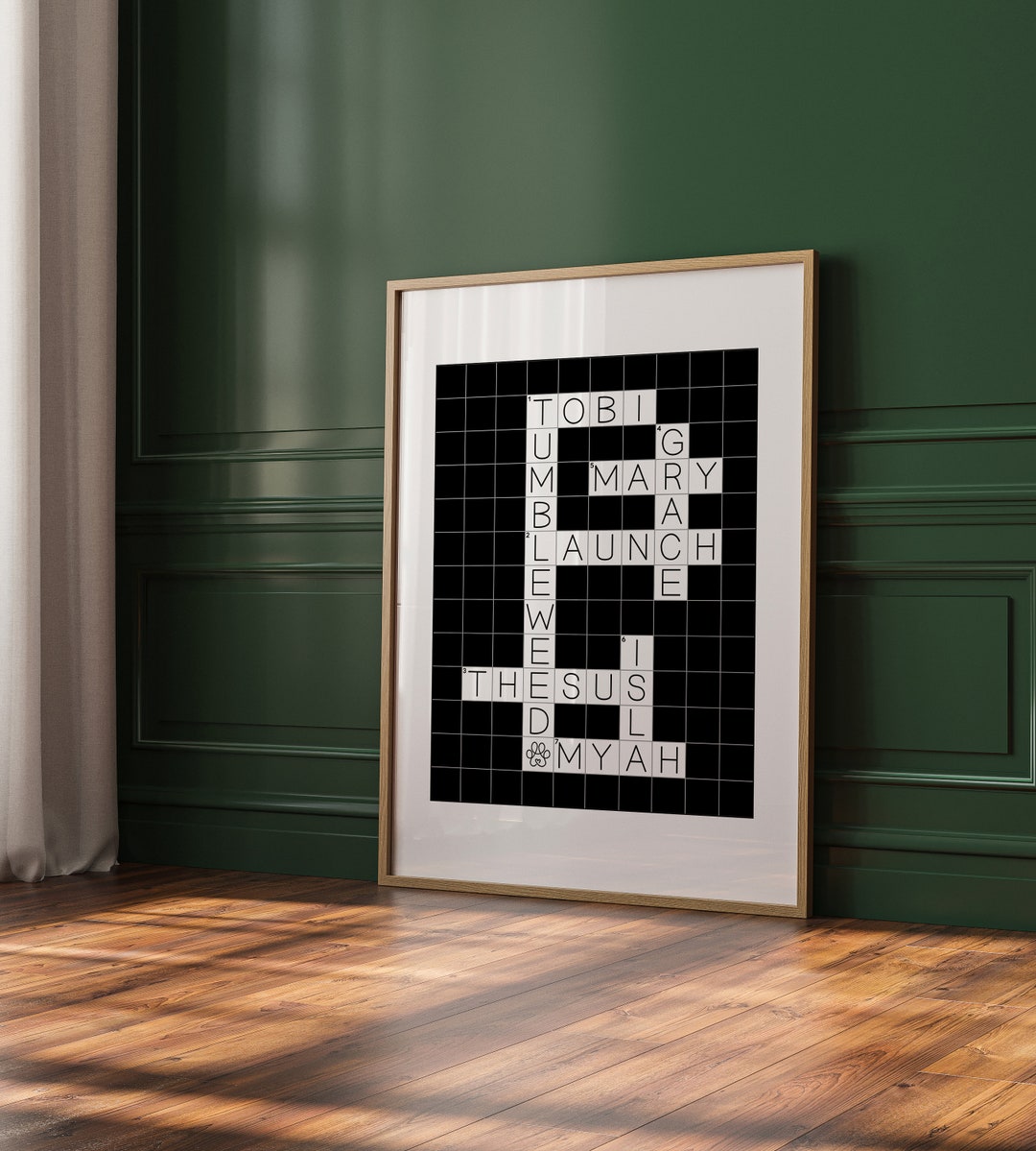 CrossWord Familie, 45x61 cm, w/16 Namen, Personalisiertes Namensschild