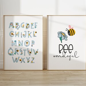Honey Bee, Bee Wonderful, Bee You, Bee Nursery Bedroom Art, Yellow, Set of 2, Educational, Bee Lover, Sweet Little Honey, Bumblebee, Bees image 6