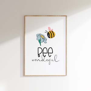 Honey Bee, Bee Wonderful, Bee You, Bee Nursery Bedroom Art, Yellow, Set of 2, Educational, Bee Lover, Sweet Little Honey, Bumblebee, Bees image 2