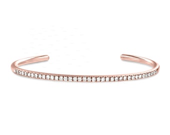 18K Oro 0.60 Ct. Diamante genuino 2 mm di spessore bracciale bracciale bracciale gioielli fine gioielli