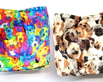 2 pack Bowl Cozy Gift Set - Packed Dogs Artsy Rainbow or Sweet Natural -Microwave Safe Holder Protects Hands from Hot & Cold -Birthday Teens