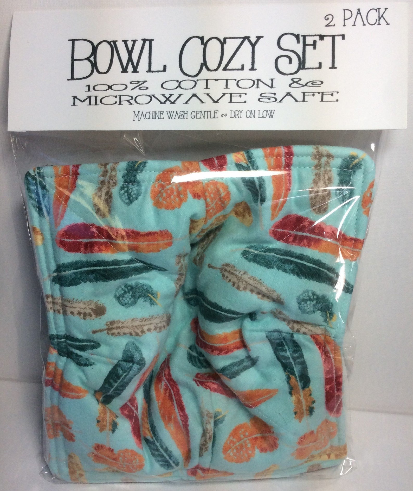 2 Pack Bowl Cozy Gift Set Boho Feathers Holder Keeps Hands Etsy