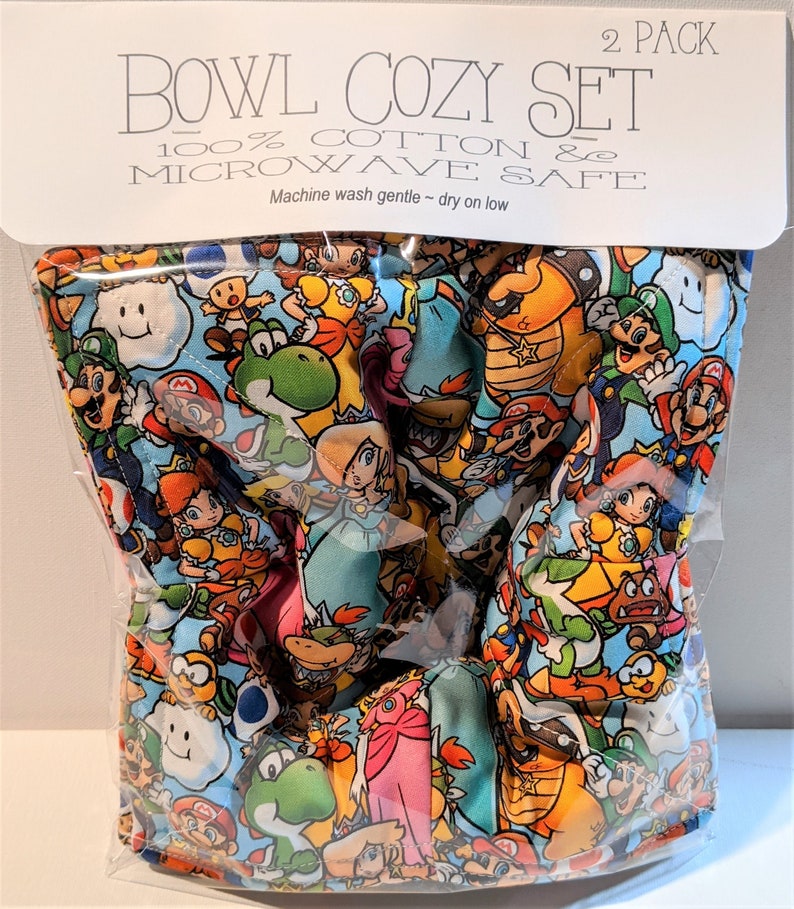 Microwave Safe Holder 2 Pack Bowl Cozy Gift Set Super Mario /& Friends Luigi Bowzer Useful Gamer Teen Kids Birthday Gift