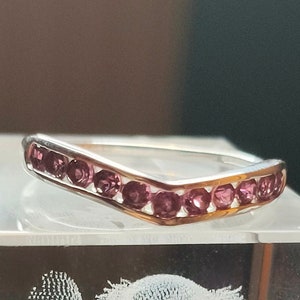 Ring - Garnet (0.770Ct.) Wishbone Ring in Sterling Silver (Size L & Q).  FREE POSTAGE