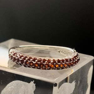 Ring - Garnet (0.730Ct.) Ring (Size L & P) in Sterling Silver.  FREE POSTAGE