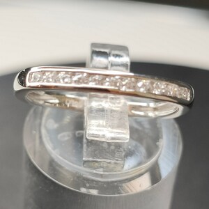 Ring - Simulated Diamond Square Band (Size Available) in Sterling Silver.  FREE POSTAGE