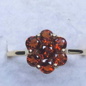 Anillo - Anillo de citrino y cereza de 1,260 ct. (talla disponible) en plata de ley con revestimiento de oro de 14 quilates. ENVÍO GRATIS