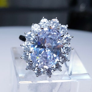 Simulated Diamond Halo Ring (Size Available) in Silver Tone  7.000Ct.   FREE POSTAGE