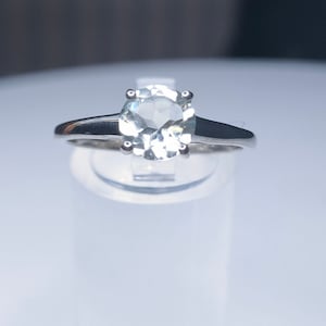 Ring - Prasiolite Ring (Size Q) in Platinum Overlay Sterling Silver 1.250Ct.  FREE POSTAGE