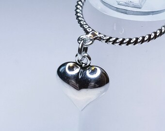 Heart (Puffed) Charm in Sterling Silver (Various Size)