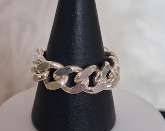 Cuban Link Band Ring in Sterling Silver  (Size Available)