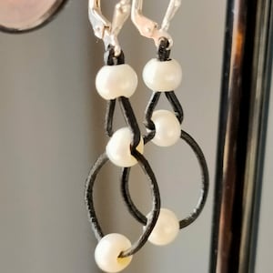 Earrings - White Pearl Earrings (with Lever Back) in Sterling Silver.  FREE POSTAGE