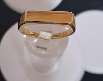 Signet Rectangular Ring in Yellow Gold Overlay Sterling Silver (Size: Available)