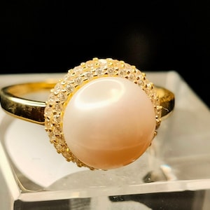 Anillo - Anillo de perla (6,150 ct.) (talla P y U) Plata de ley con revestimiento de oro amarillo. ENVÍO GRATIS