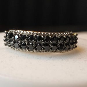 Ring - Spinel (Black) Cluster Ring (Size Available) in Sterling Silver 1.040Ct. FREE POSTAGE