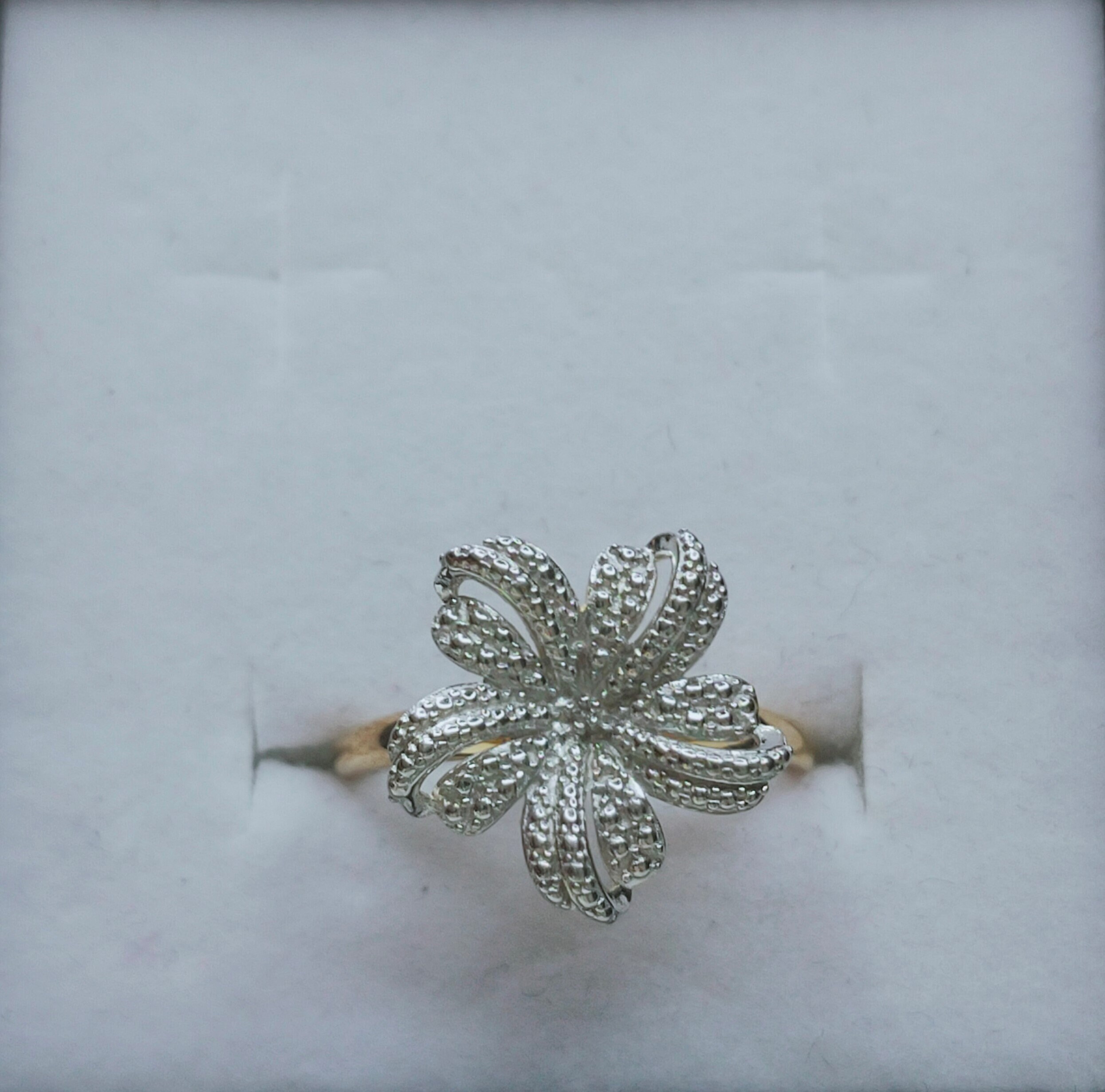 Ring Floral Diamond Lily Ring in 14K Gold Overlay Sterling Etsy