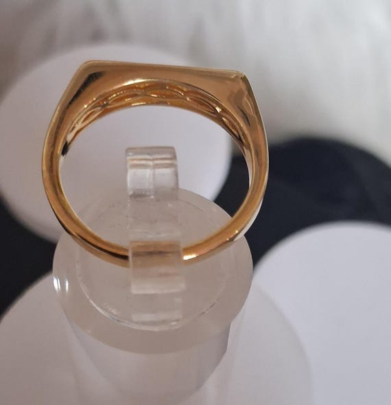 Signet Rectangular Ring in Yellow Gold Overlay St… - image 4