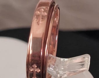 Spinner/Fidget Cross Ring in 18K RG Vermeil Plated Sterling Silver. (Size Available)