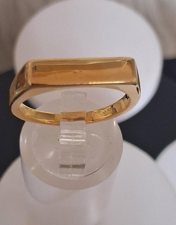 Signet Rectangular Ring in Yellow Gold Overlay St… - image 6